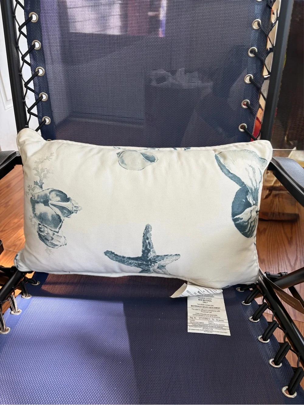 Coastal Starfish Accent Pillow in Blue and White - Home Accents